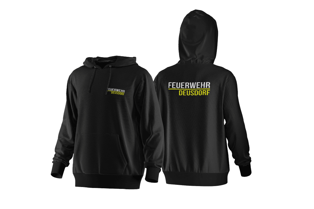 Fireandkisses - Feuerwehr-Hoodie Model Deusdorf in schwarz – Komfort & Funktion für Einsatz und Freizeit - Hoodie