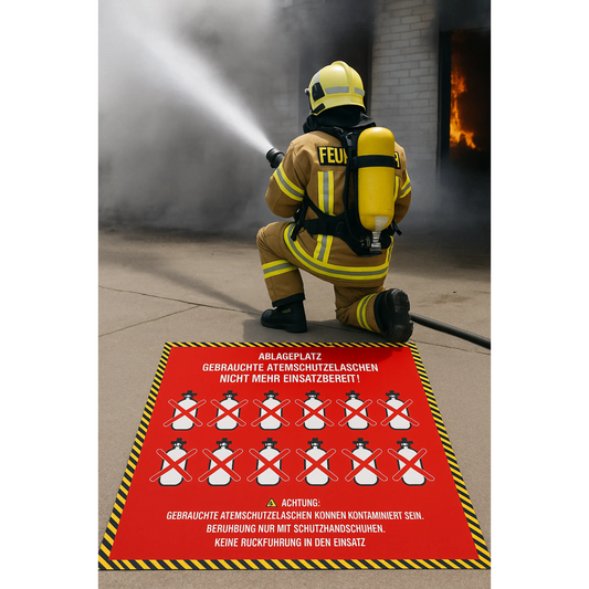 Ablageplane für gebrauchte atemschutzflaschen - atemschutzflaschen