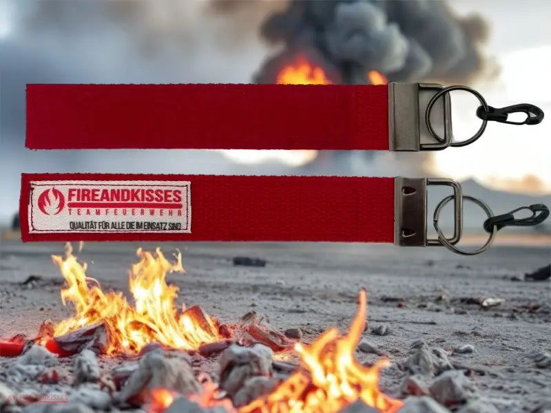Atemschutzüberwachungsanhänger Fireandkisses – Hochwertiges Feuerwehr Gurtband | Robust & langlebig | Mit Karabiner