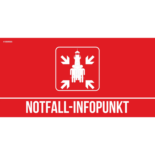 Bauzaunbanner notfall-infopunkt standard sammelstelle feuerwehr blackout stromausfall - notfall-infopunkt standard