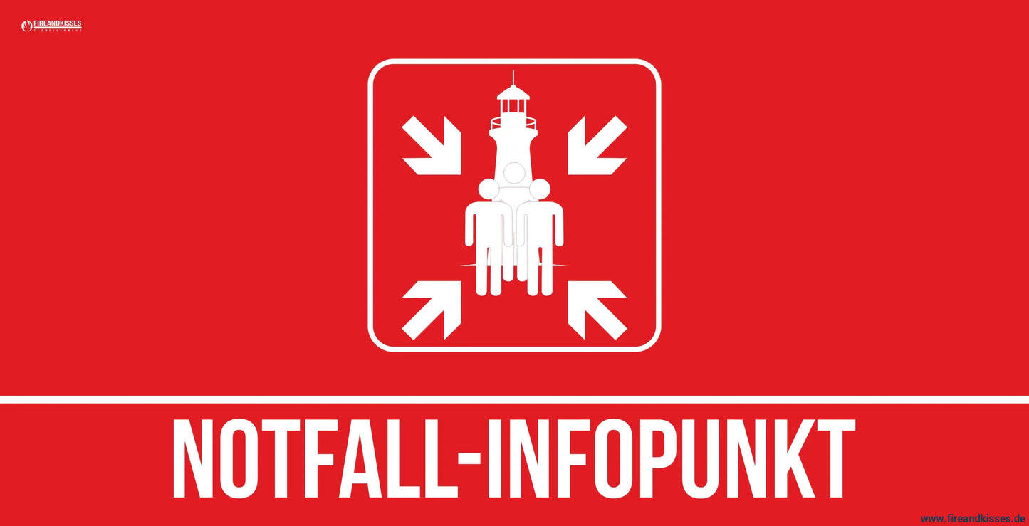 Bauzaunbanner notfall-infopunkt standard sammelstelle feuerwehr blackout stromausfall - notfall-infopunkt standard