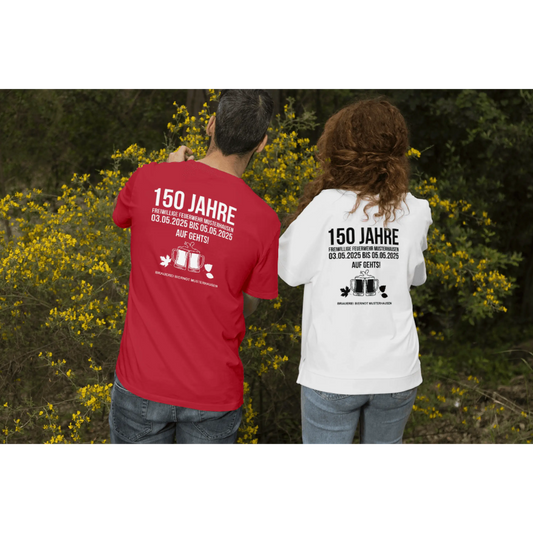 Euer fest-shirt in rot. Bedruckt auf vorder- und rückseite verschiedenen farben ab 50 stück - eigenes motiv