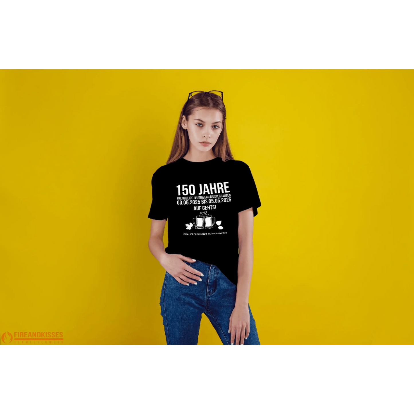 Euer fest-shirt in schwarz. Bedruckt auf vorder- und rückseite verschiedenen farben ab 50 stück - eigenes motiv