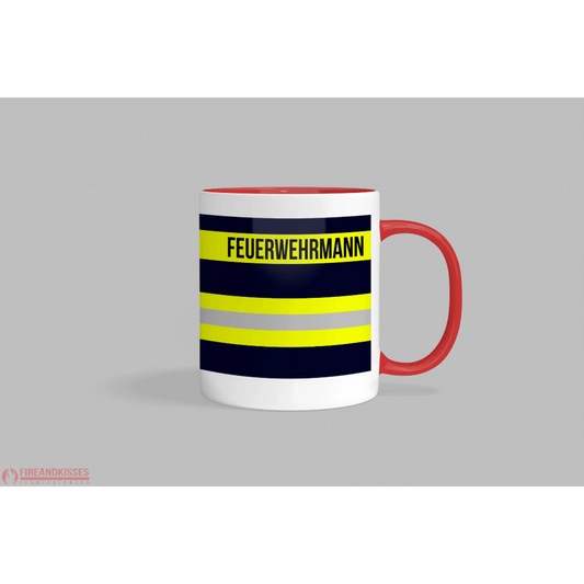 Fireandkisses feuerwehr-tasse „feuerwehrmann“ - roter rand & henkel - tasse feuerwehr-tasse „feuerwehrmann“