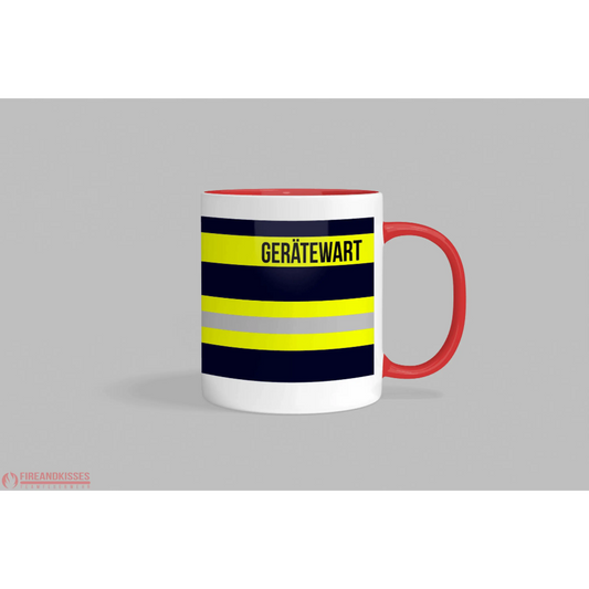 Fireandkisses feuerwehr-tasse „gerätewart“ - roter rand & henkel - tasse feuerwehr-tasse „gerätewart“