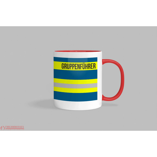 Fireandkisses feuerwehr-tasse „gruppenführer“ - roter rand & henkel - tasse feuerwehr-tasse „gruppenführer“
