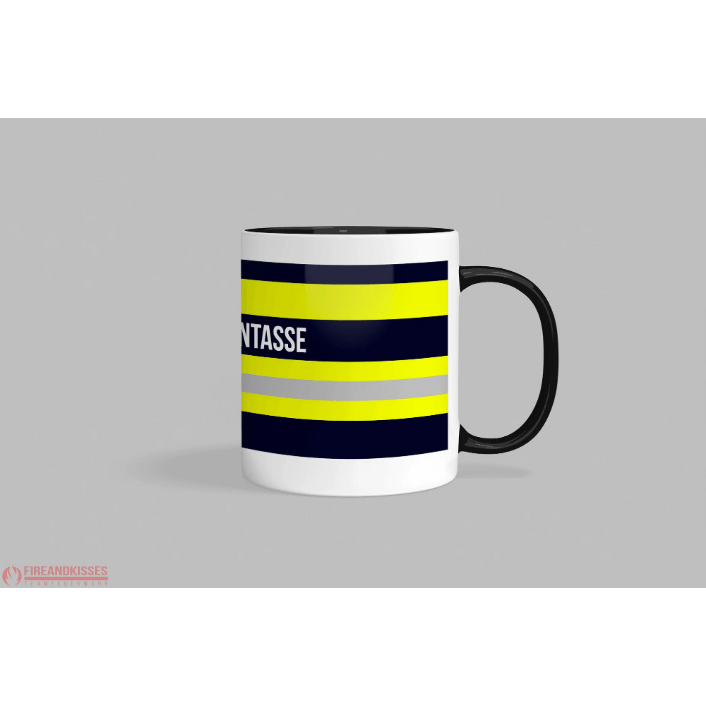 Fireandkisses feuerwehr-tasse „heldentasse“ - schwarzer rand & henkel - tasse feuerwehr-tasse „heldentasse“