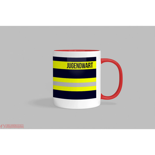Fireandkisses feuerwehr-tasse „jugendwart“ - roter rand & henkel - tasse feuerwehr-tasse „jugendwart“