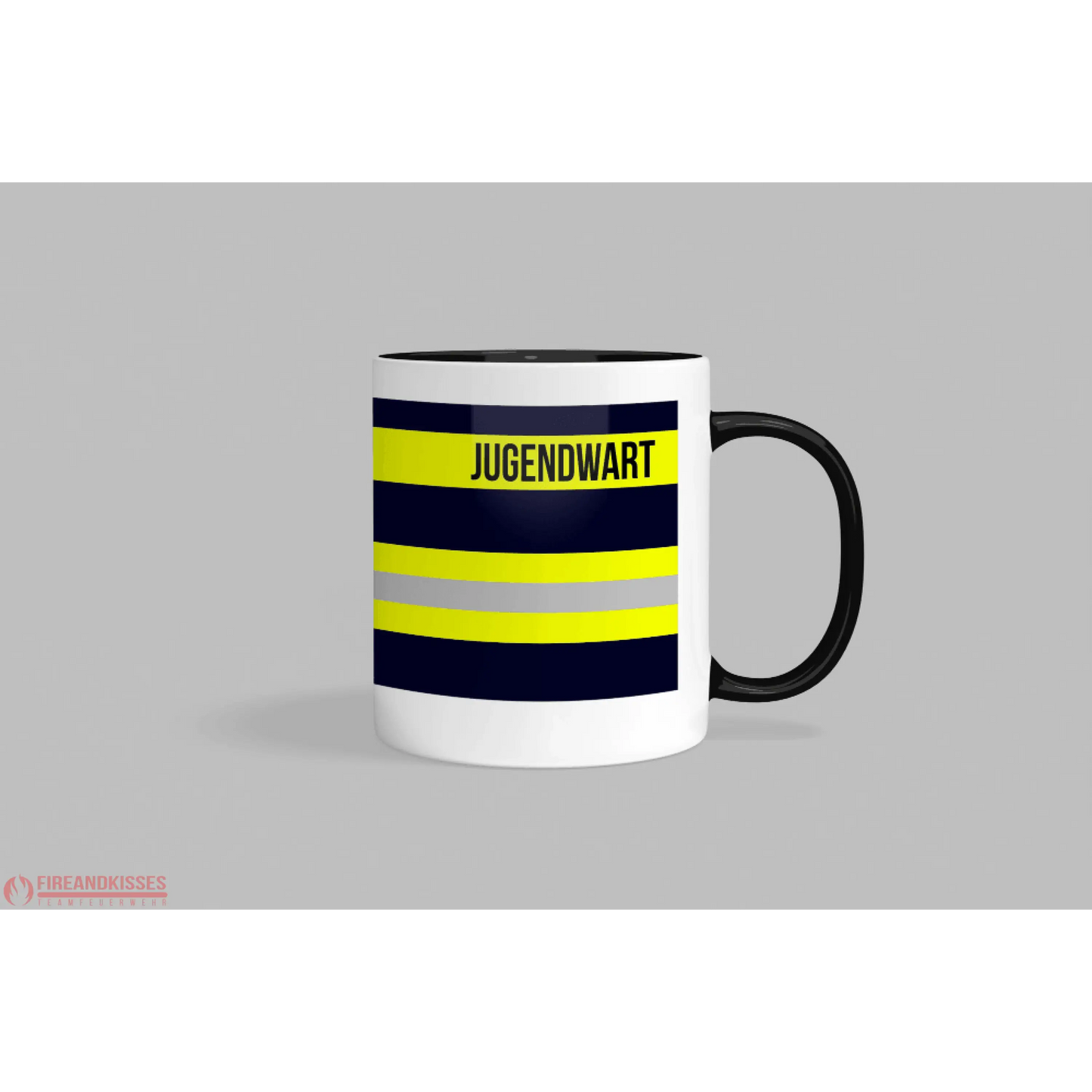 Fireandkisses feuerwehr-tasse „jugendwart“ - schwarzer rand & henkel - tasse feuerwehr-tasse „jugendwart“