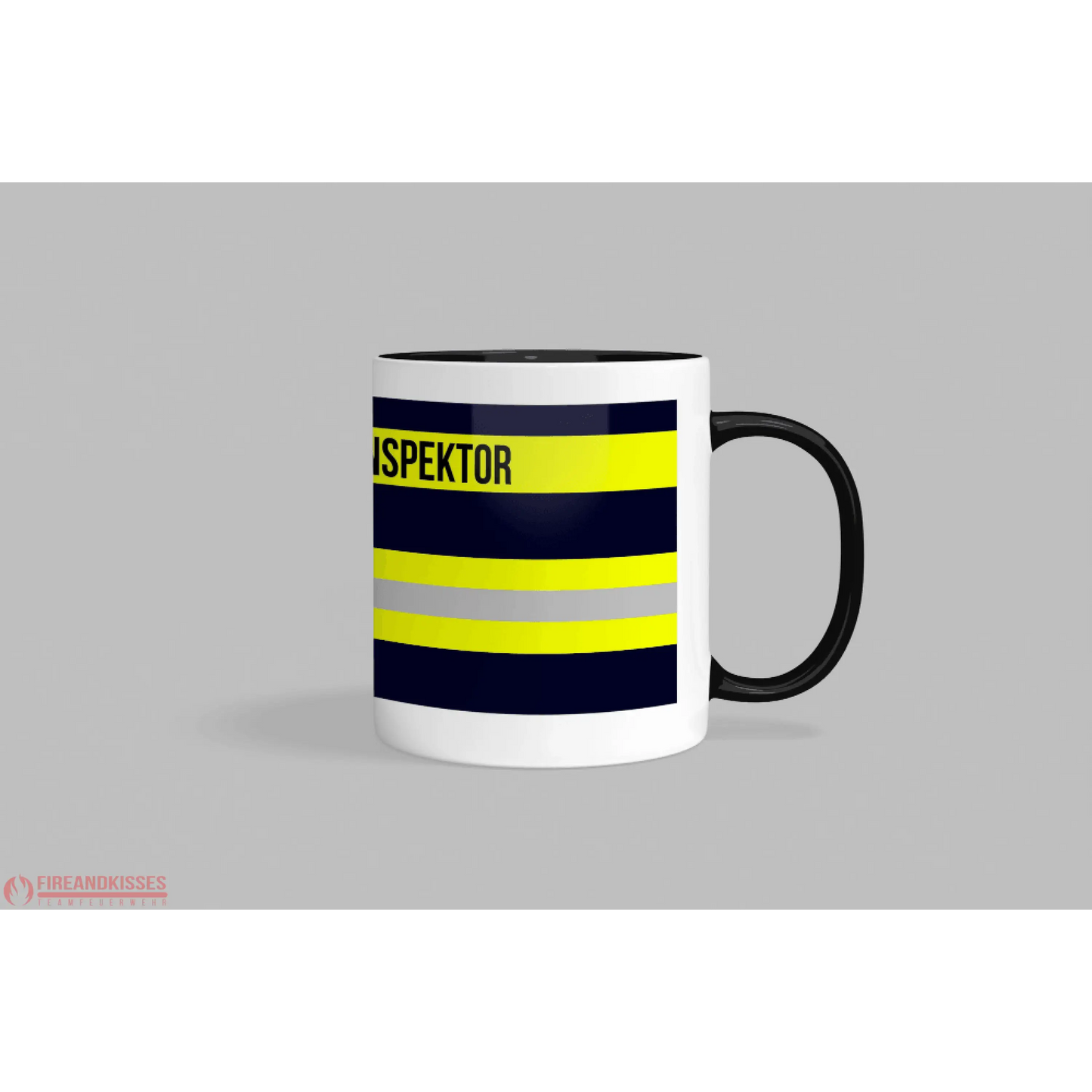 Fireandkisses feuerwehr-tasse „kreisbrandinspektor“ - schwarzer rand & henkel - tasse feuerwehr-tasse