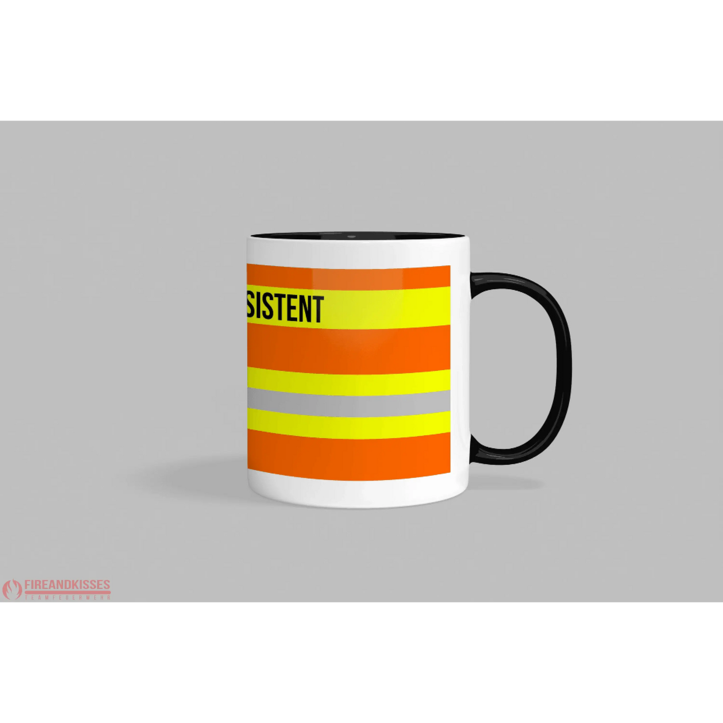 Fireandkisses feuerwehr-tasse „rettungsassistent“ - schwarzer henkel & rand - tasse feuerwehr-tasse „rettungsassistent“