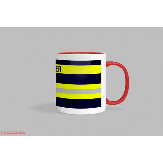 Fireandkisses feuerwehr-tasse „sanitäter“ - roter henkel & rand - tasse feuerwehr-tasse „sanitäter“
