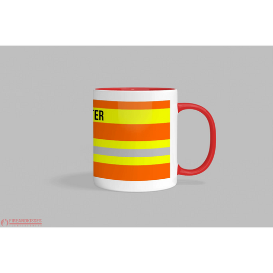 Fireandkisses feuerwehr-tasse „sanitäter“ - roter henkel & rand - tasse feuerwehr-tasse „sanitäter“