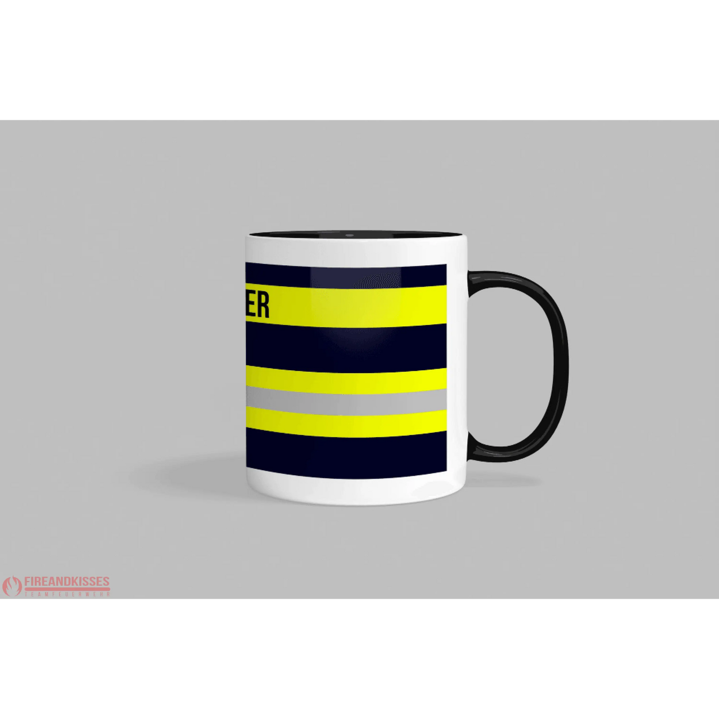 Fireandkisses feuerwehr-tasse „sanitäter“ - schwarzer henkel & rand - tasse feuerwehr-tasse „sanitäter“