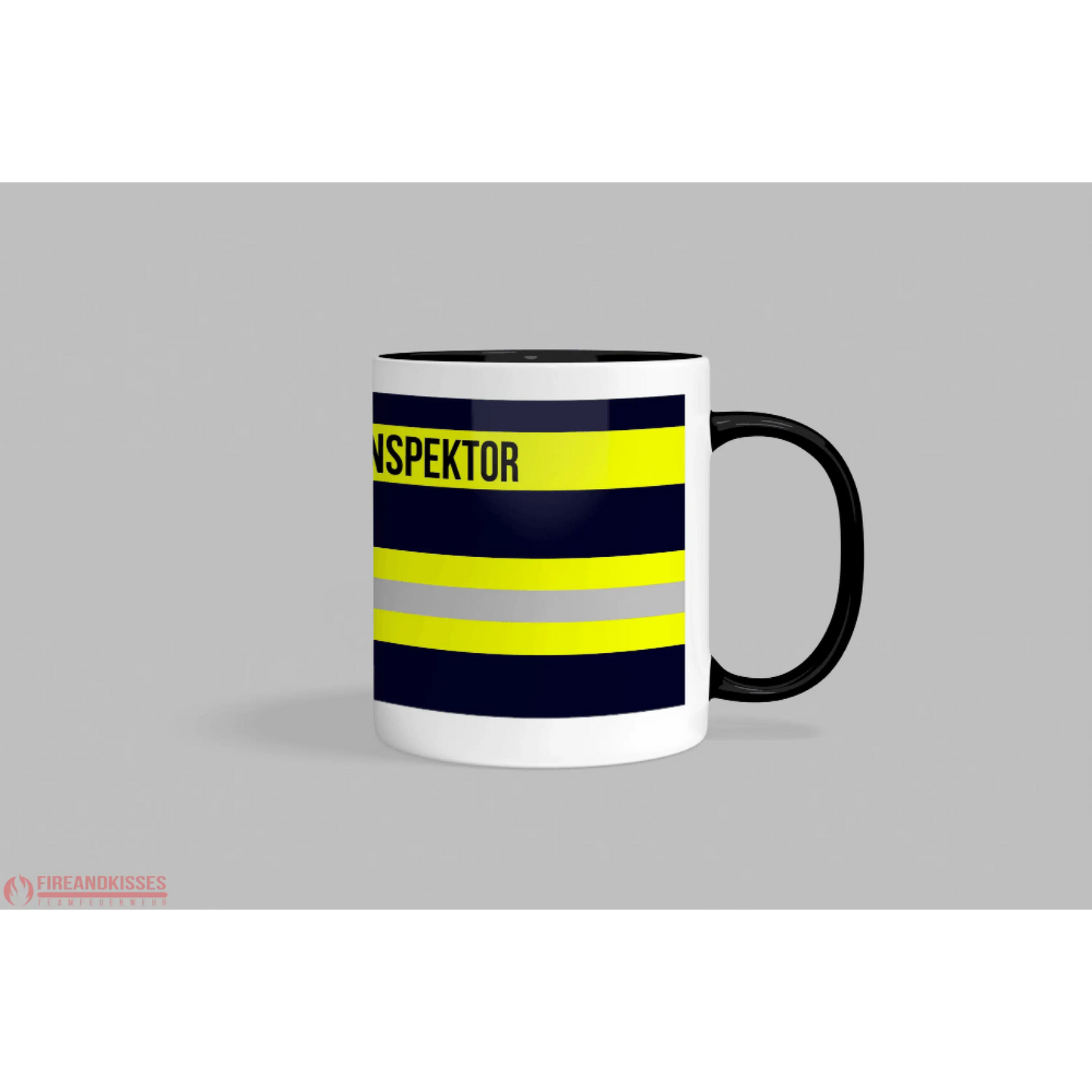 Fireandkisses feuerwehr-tasse „stadtbrandinspektor“ - schwarzer henkel & rand - tasse feuerwehr-tasse