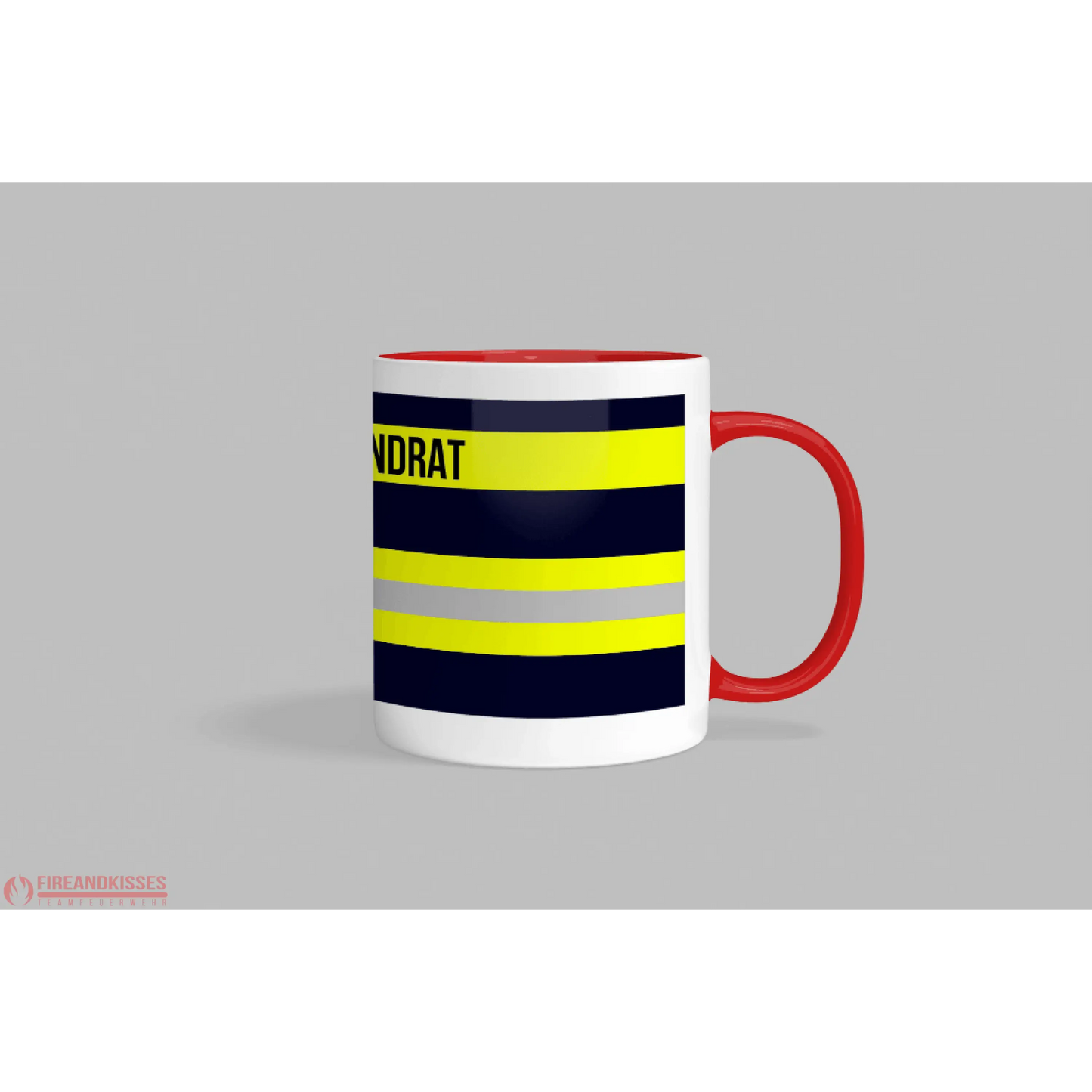 Fireandkisses feuerwehr-tasse „stadtbrandrat“ - roter henkel & rand - tasse feuerwehr-tasse „stadtbrandrat“