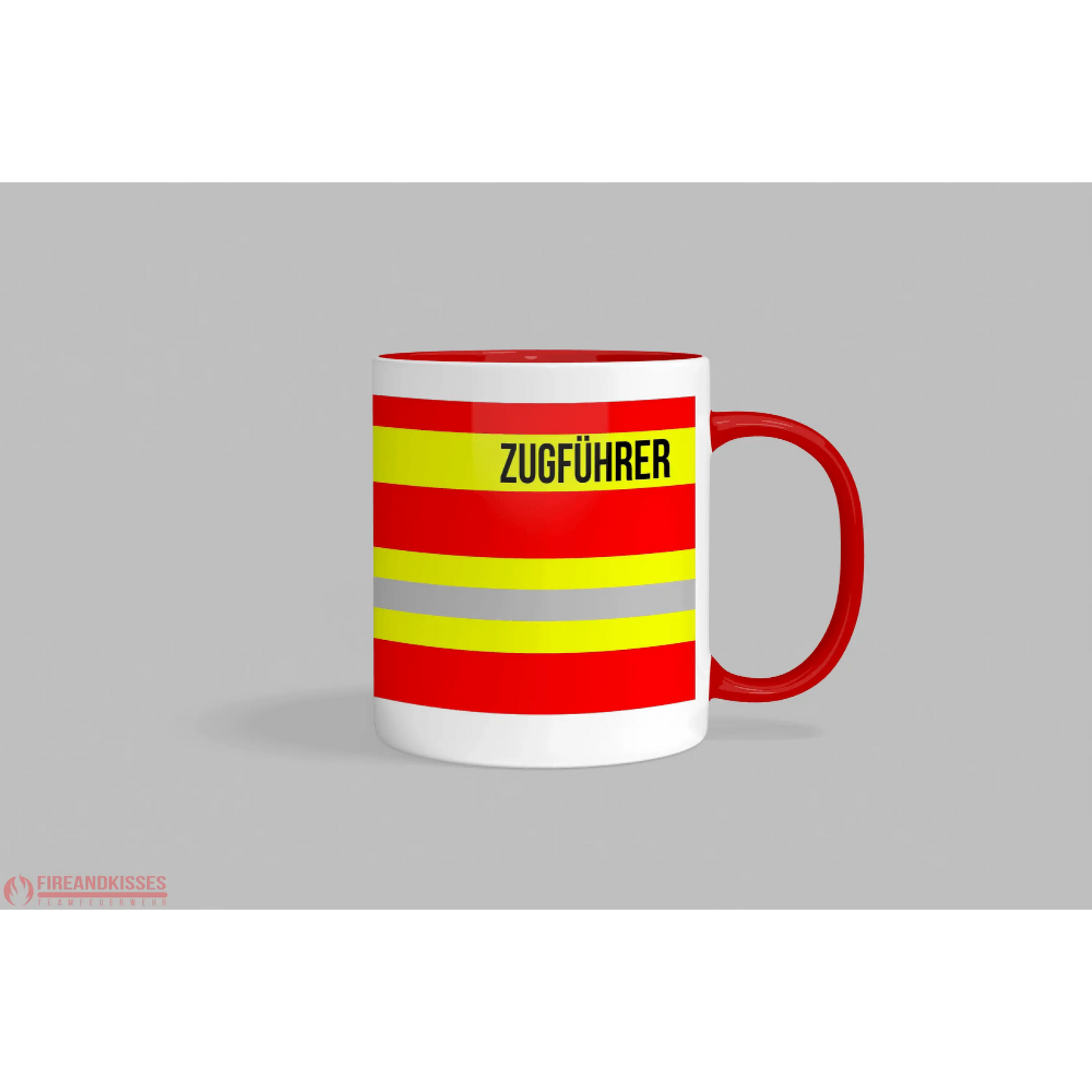 Fireandkisses feuerwehr-tasse „zugführer“ - roter henkel & rand - tasse feuerwehr-tasse „zugführer“