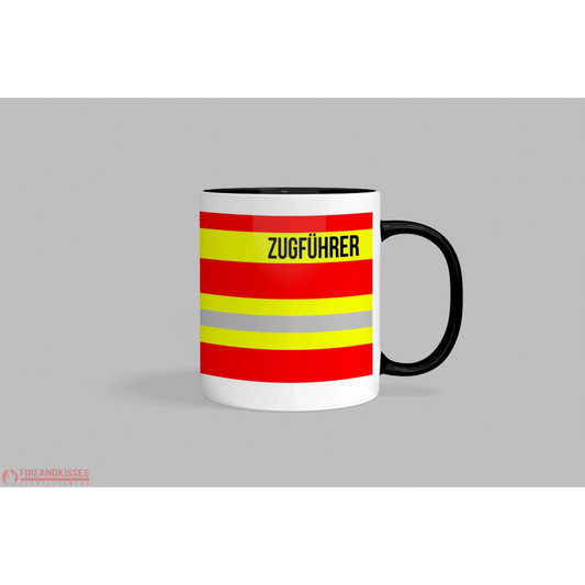 Fireandkisses feuerwehr-tasse „zugführer“ - schwarzer henkel & rand - tasse feuerwehr-tasse „zugführer“