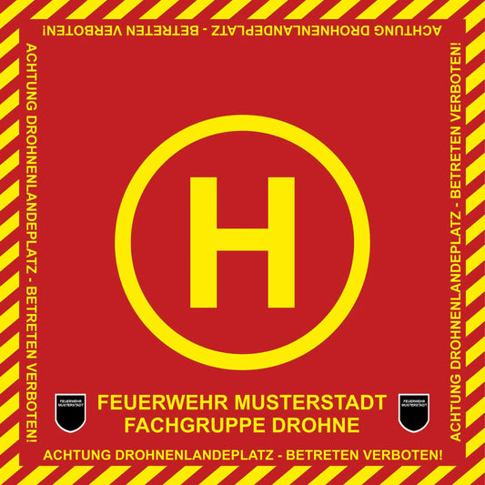 Fireandkisses bos feuerwehr drohnen landeplatz individual mit wunschtext und wappen - bereitstellungsplane bos