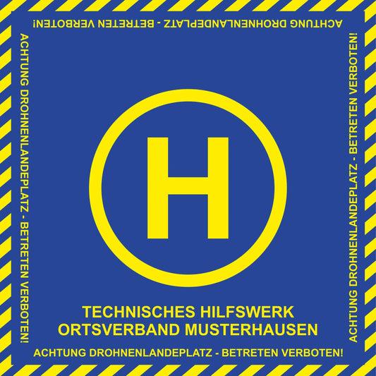 Fireandkisses bos thw drohnen landeplatz individual mit wunschtext - bereitstellungsplane bos thw drohnen landeplatz