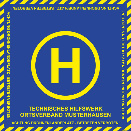 Fireandkisses bos thw drohnen landeplatz individual mit wunschtext - bereitstellungsplane bos thw drohnen landeplatz