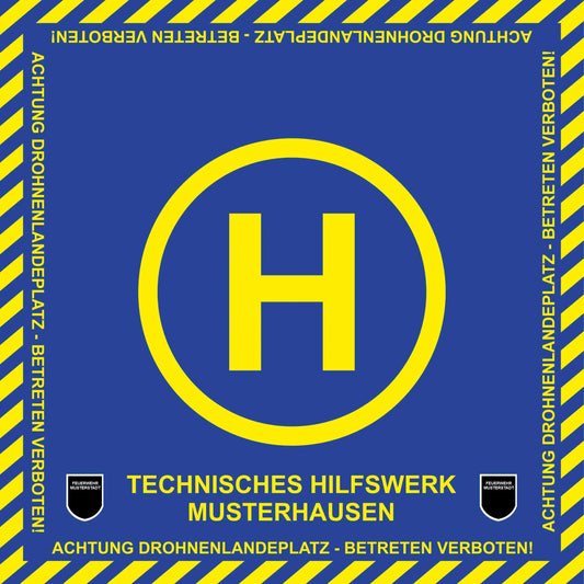 Fireandkisses bos thw drohnen landeplatz individual mit wunschtext und wappen - bereitstellungsplane bos thw drohnen