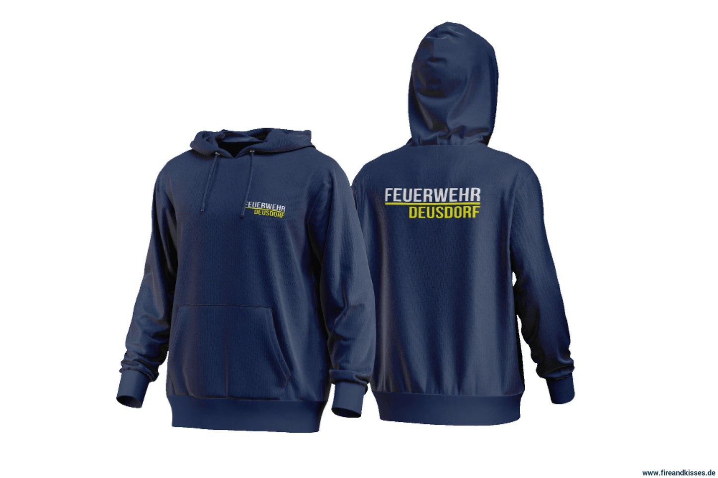 Fireandkisses - feuerwehr-hoodie model deusdorf in navy – komfort & funktion für einsatz und freizeit - hoodie