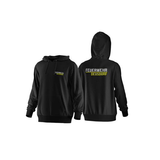 Fireandkisses - feuerwehr-hoodie model deusdorf in schwarz – komfort & funktion für einsatz und freizeit - hoodie