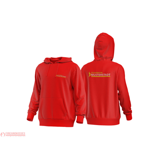 Fireandkisses - feuerwehr-hoodie model kemmern in rot – komfort & funktion für einsatz und freizeit - hoodie