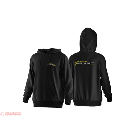 Fireandkisses - feuerwehr-hoodie model kemmern in schwarz – komfort & funktion für einsatz und freizeit - hoodie