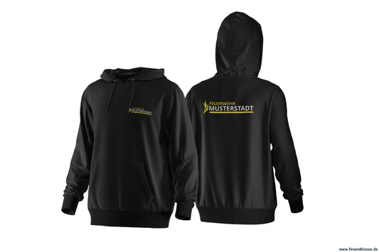 Fireandkisses - feuerwehr-hoodie model kemmern in schwarz – komfort & funktion für einsatz und freizeit - hoodie
