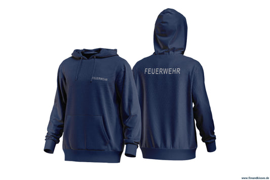 Fireandkisses - feuerwehr-hoodie navy – komfort & funktion für einsatz und freizeit - xs / silber-reflex - hoodie