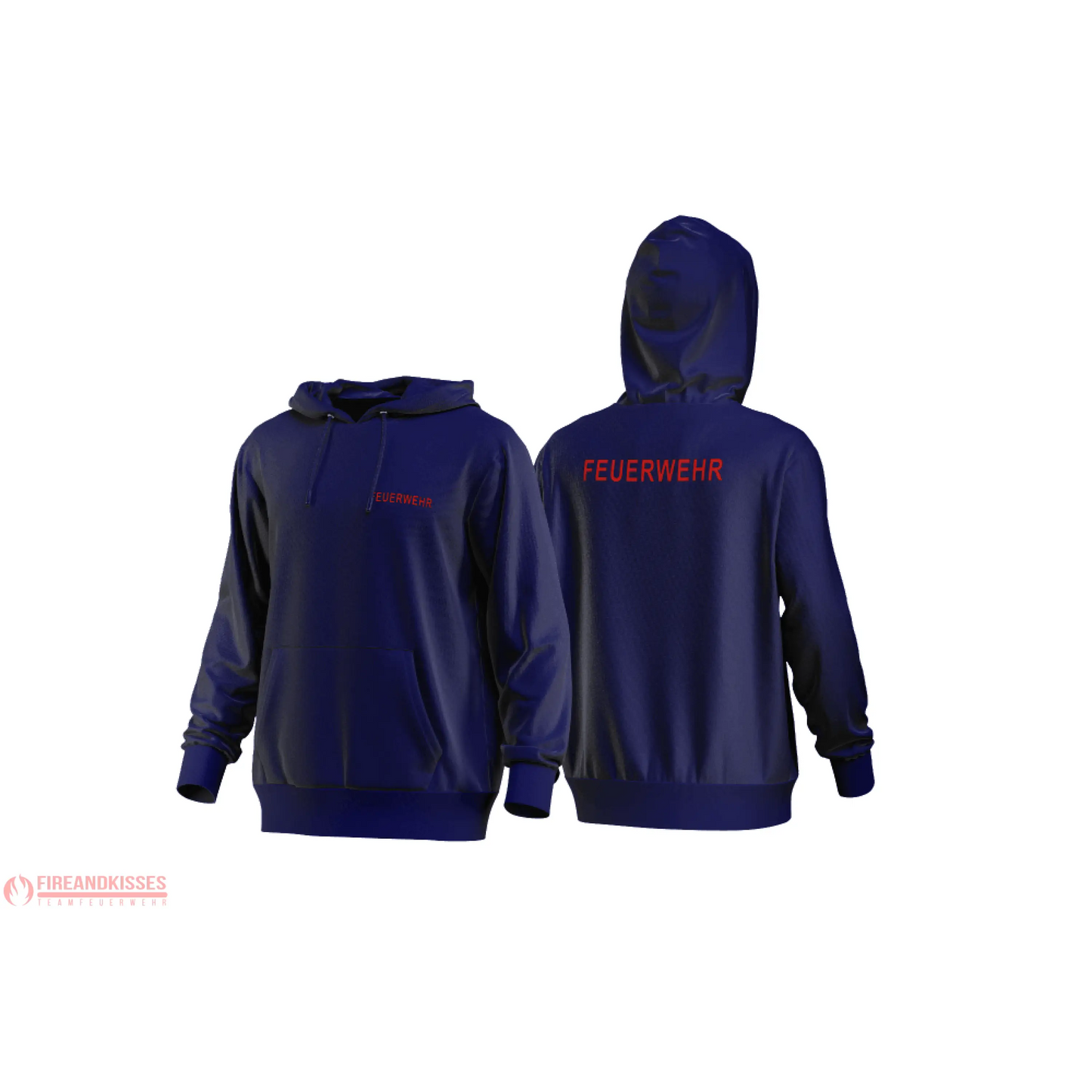 Fireandkisses - Feuerwehr-Hoodie Navy – Komfort & Funktion für Einsatz und Freizeit - XS / Rot - Hoodie