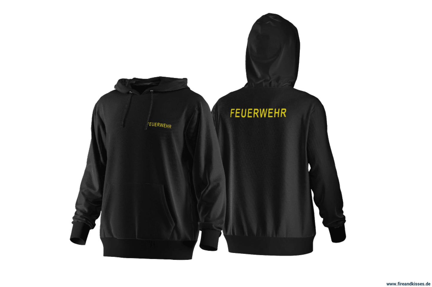 Fireandkisses - feuerwehr-hoodie schwarz – komfort & funktion für einsatz und freizeit - hoodie - feuerwehr-hoodie