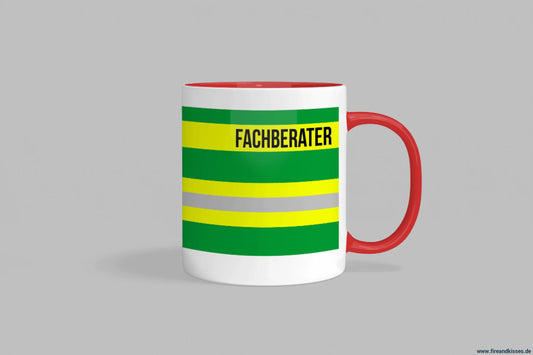 Fireandkisses feuerwehr-tasse „fachberater“ - roter rand & henkel - tasse fachberater | keramik 0,3l spülmaschinenfest