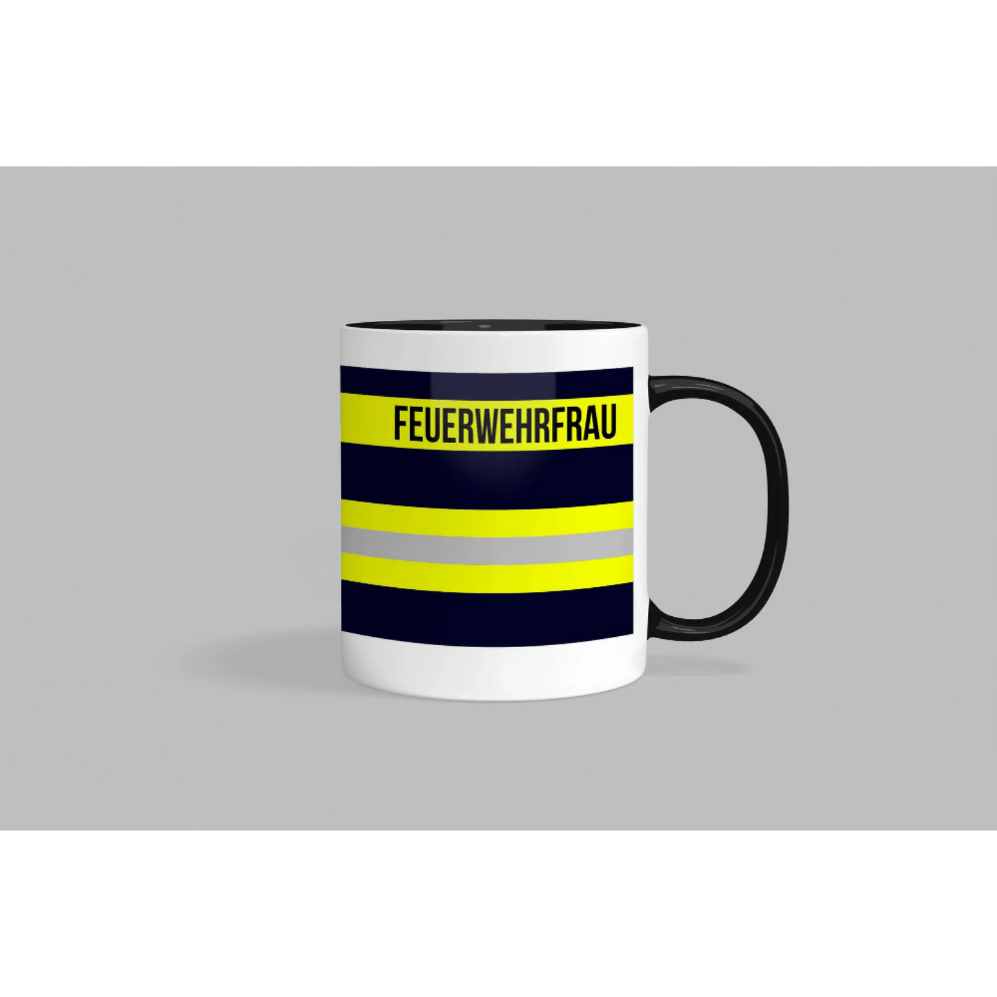 Fireandkisses feuerwehr-tasse „feuerwehrfrau“ - schwarzer henkel & rand - tasse feuerwehr-tasse „feuerwehrfrau“