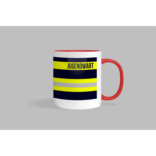 Fireandkisses feuerwehr-tasse „jugendwart“ - roter rand & henkel - tasse feuerwehr-tasse „jugendwart“