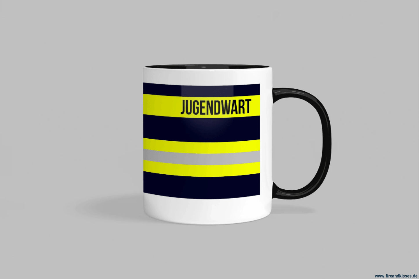 Fireandkisses feuerwehr-tasse „jugendwart“ - schwarzer rand & henkel - tasse feuerwehr-tasse „jugendwart“