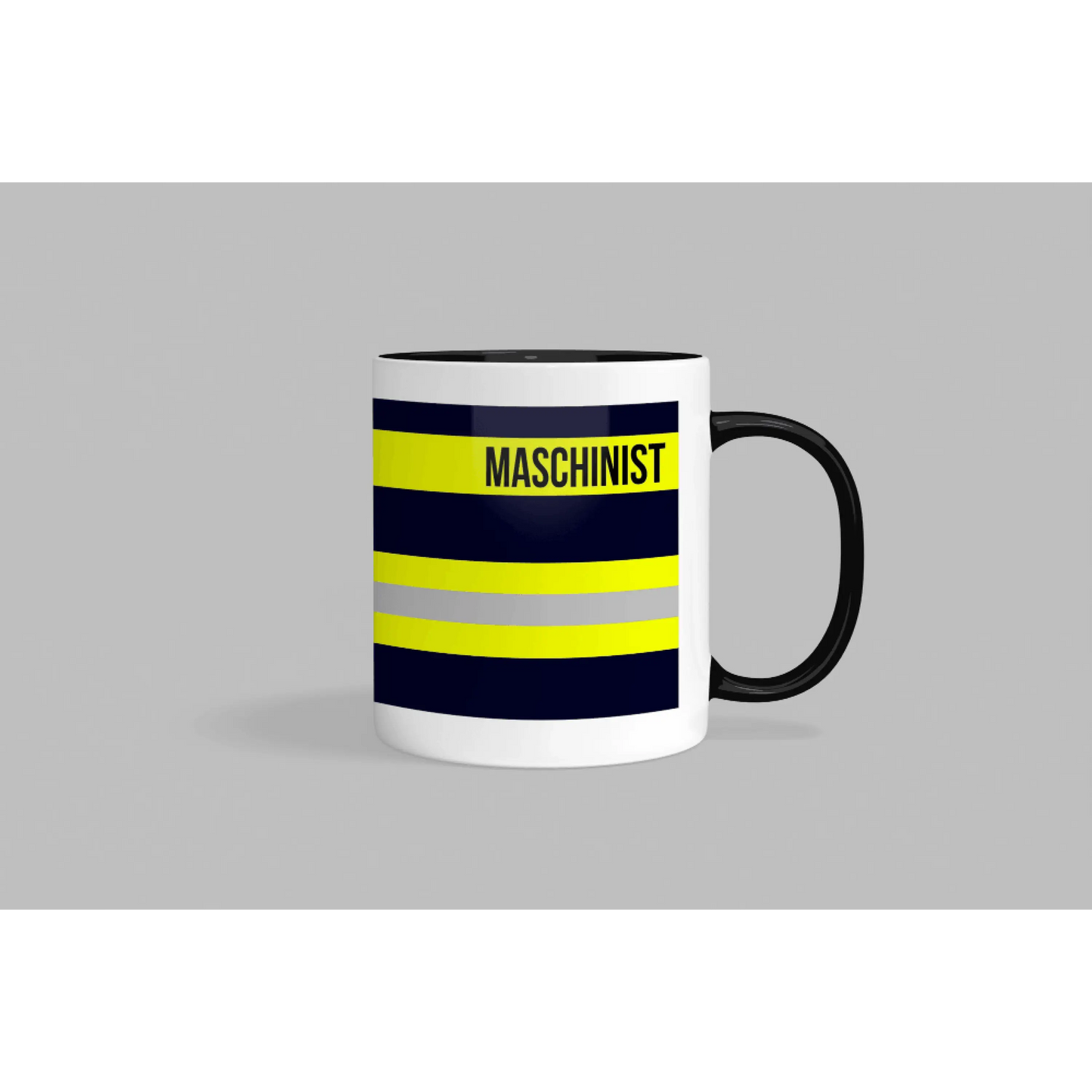 Fireandkisses feuerwehr-tasse „maschinist“ - schwarzer henkel & rand - tasse feuerwehr-tasse „maschinist“