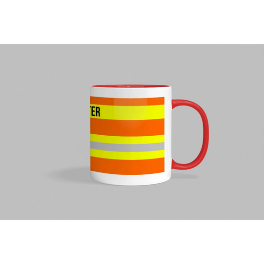 Fireandkisses feuerwehr-tasse „sanitäter“ - roter henkel & rand - tasse feuerwehr-tasse „sanitäter“