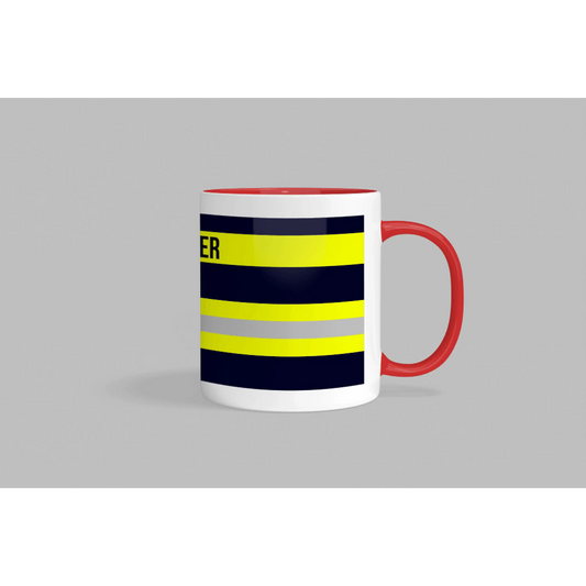 Fireandkisses feuerwehr-tasse „sanitäter“ - roter henkel & rand - tasse feuerwehr-tasse „sanitäter“