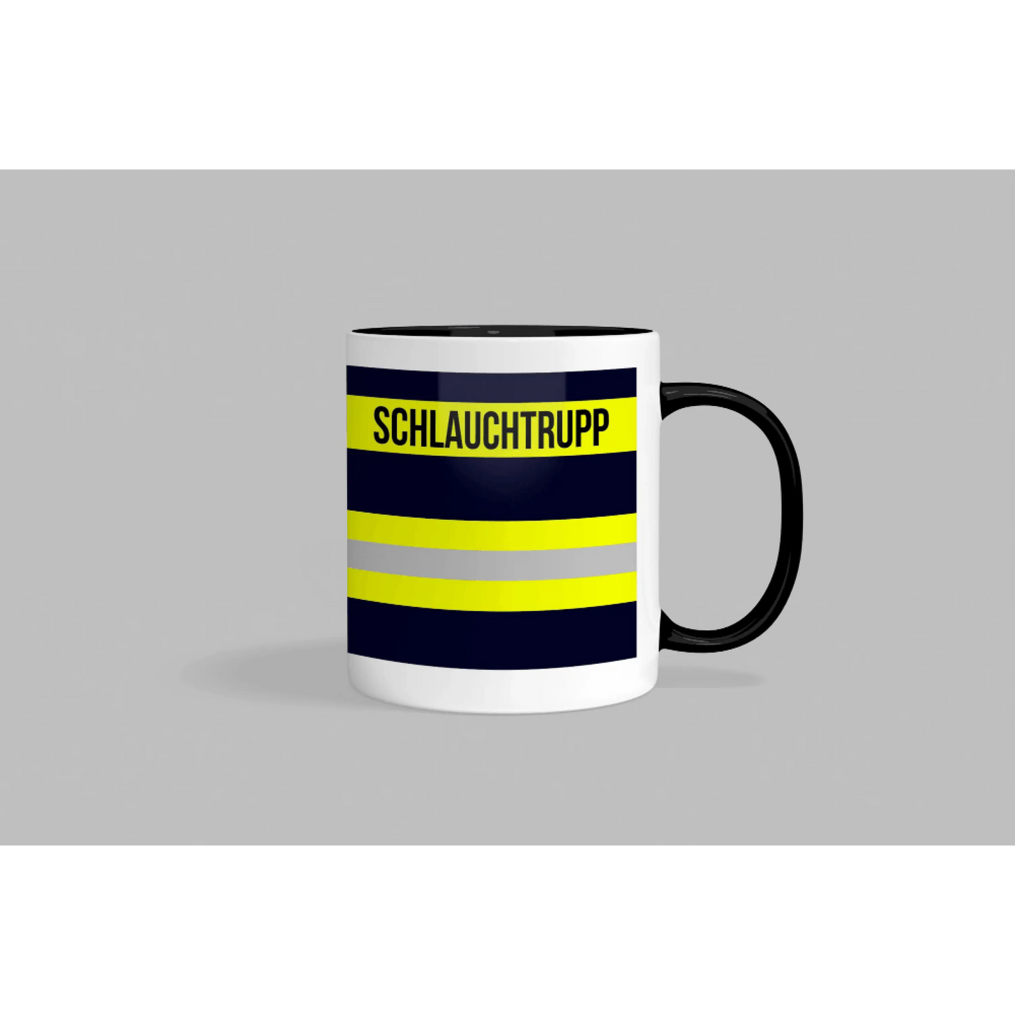 Fireandkisses feuerwehr-tasse „schlauchtrupp“ - schwarzer henkel & rand - tasse feuerwehr-tasse „schlauchtrupp“