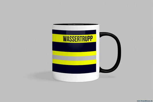 Fireandkisses feuerwehr-tasse „wassertrupp“ - schwarzer henkel & rand - tasse feuerwehr-tasse „wassertrupp“