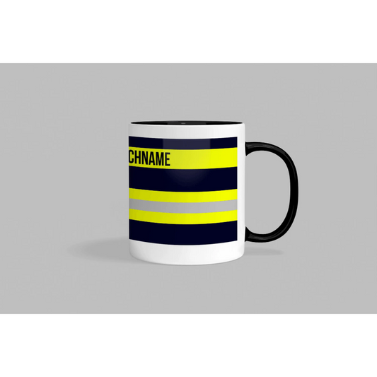 Fireandkisses feuerwehr-tasse „wunschtext“ – personalisierbar - schwarzer henkel & rand - tasse feuerwehr-tasse