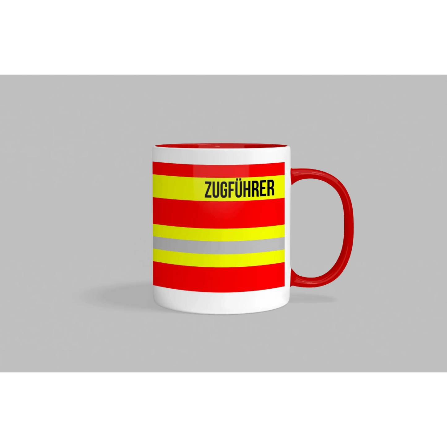 Fireandkisses feuerwehr-tasse „zugführer“ - roter henkel & rand - tasse feuerwehr-tasse „zugführer“