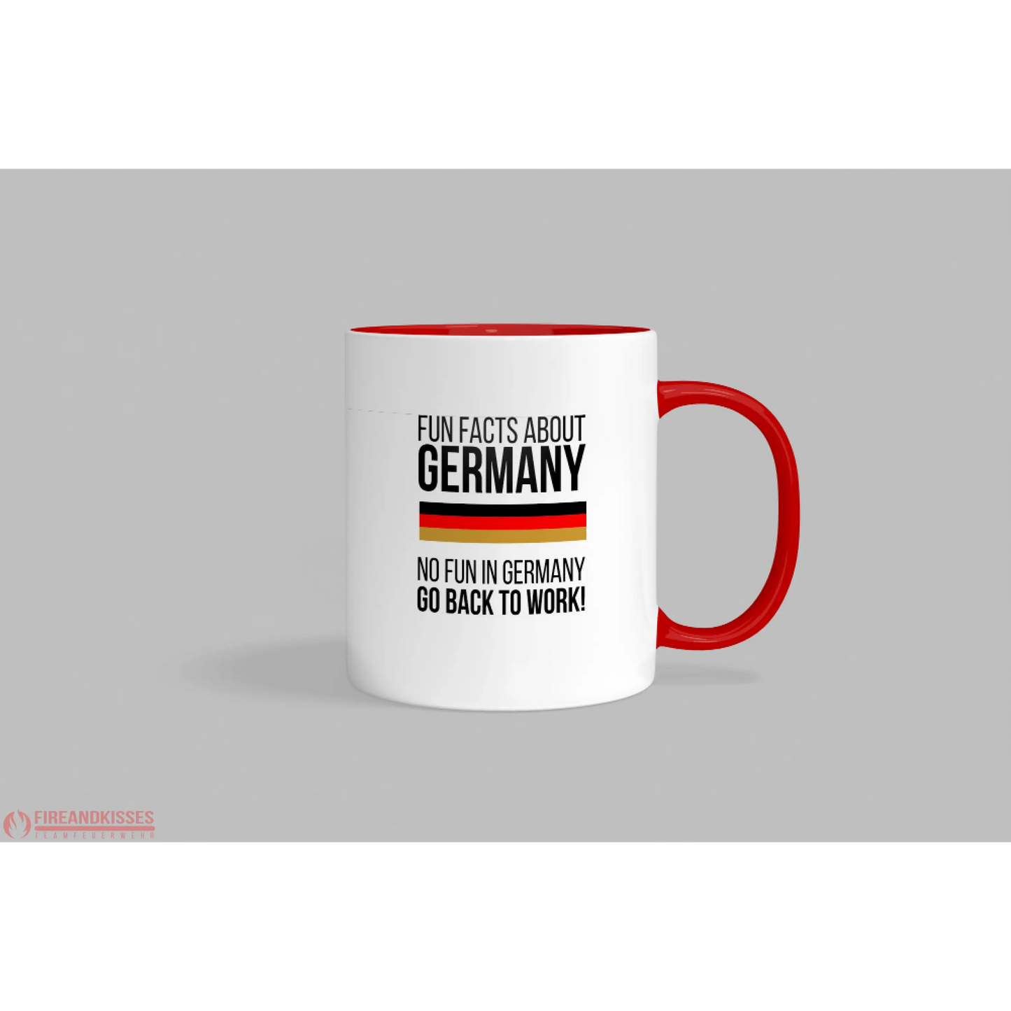 Fireandkisses fun-tasse „fun facts about germany“ - roter henkel & rand - tasse fun-tasse „fun facts germany“
