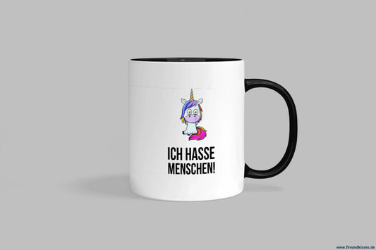 Fireandkisses fun-tasse „ich hasse menschen! “ - schwarzer henkel & rand - tasse fun-tasse „ich menschen! “