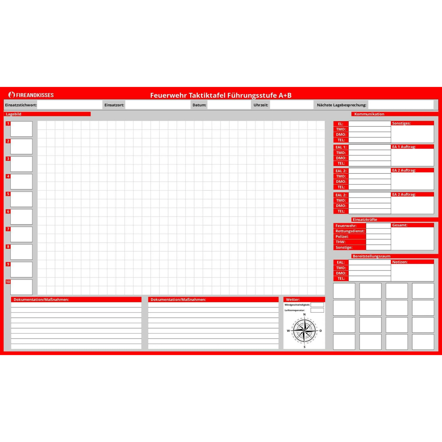 Fireandkisses taktik-vinyl-aufkleber – flexibel und perfekt für whiteboards bei der feuerwehr 120 x70 cm - magnetschild