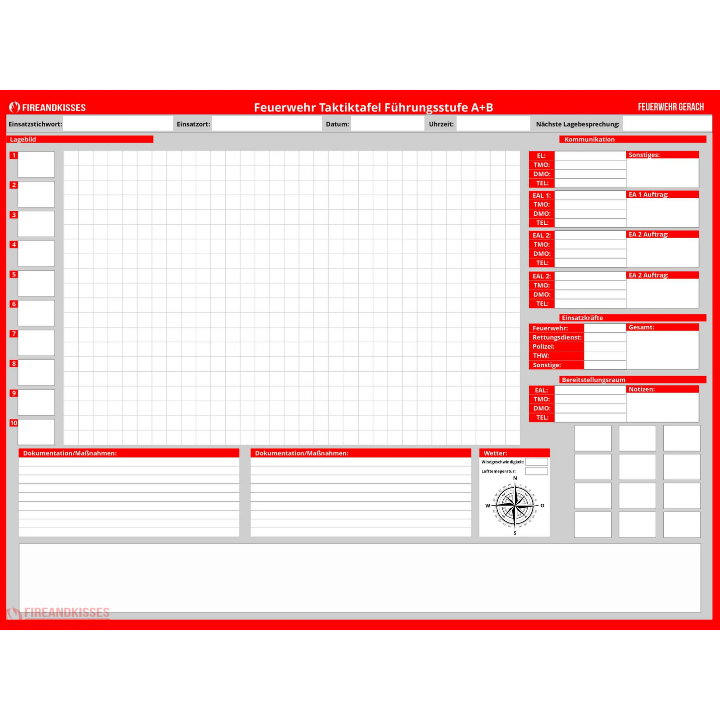 Fireandkisses taktik-whiteboard für die führungsstufen a + b classic 120 x 90 cm - taktik-whiteboard führungsstufen
