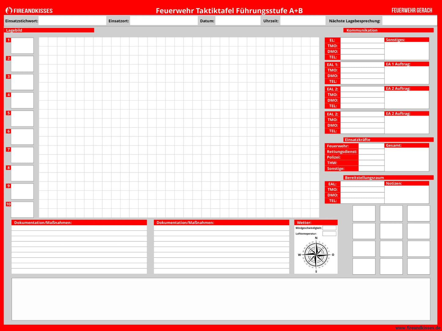 Fireandkisses taktik-whiteboard für die führungsstufen a + b premium 120 x 90 cm - taktik-whiteboard führungsstufen